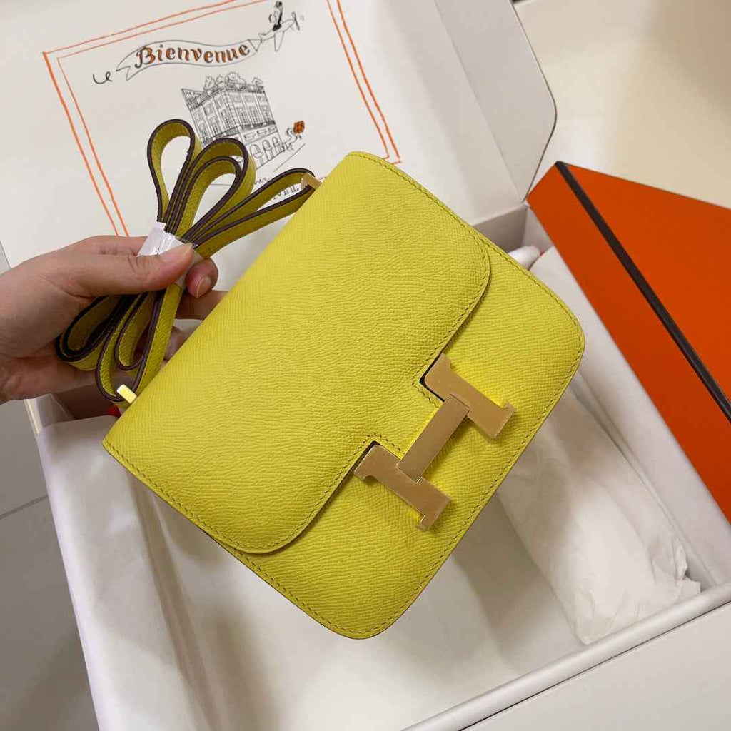 Hermes Constance Bag 19 Lemon Yellow Epsom Leather Gold H0839332 - Default Title - View 2