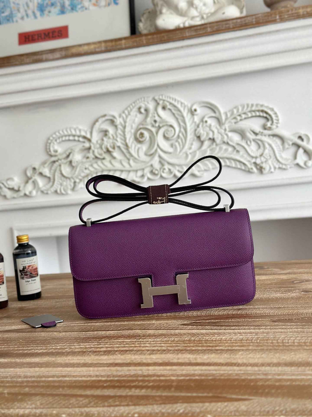 Hermès Constance bag in Purple Epsom leather H382698 - Gold - View 2