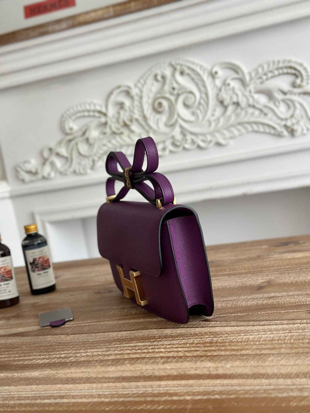 Hermès Constance bag in Purple Epsom leather H382698 - Gold - View 4