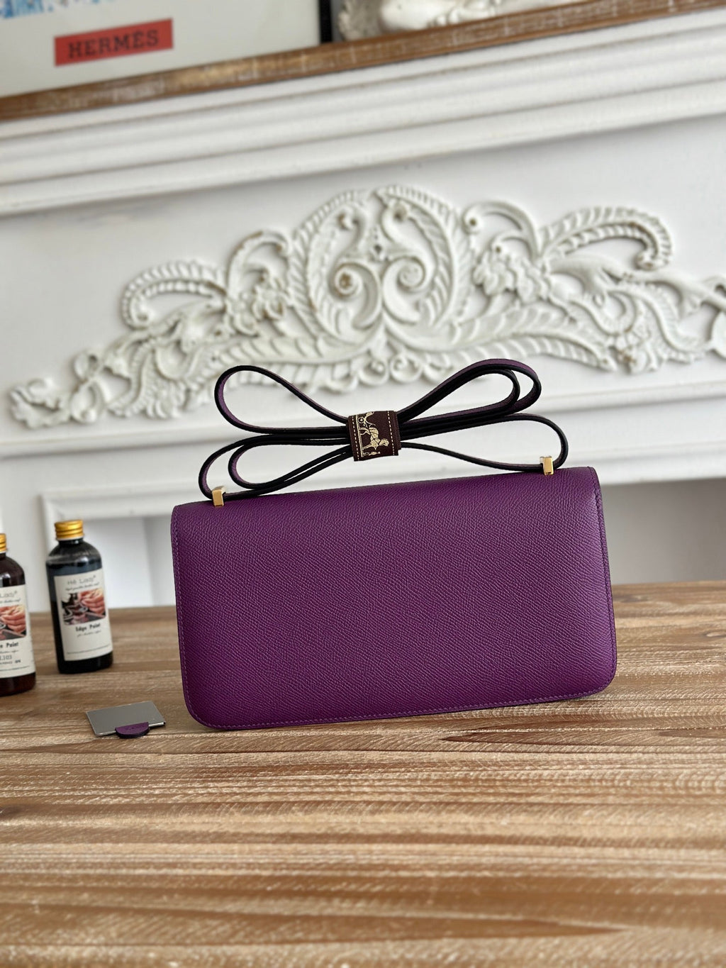 Hermès Constance bag in Purple Epsom leather H382698 - Gold - View 5