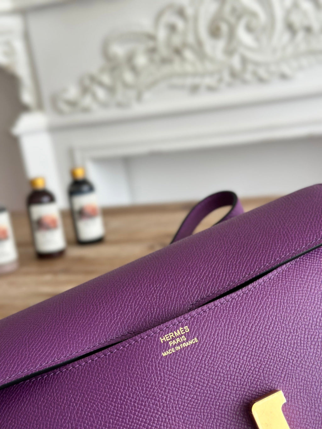 Hermès Constance bag in Purple Epsom leather H382698 - Gold - View 11
