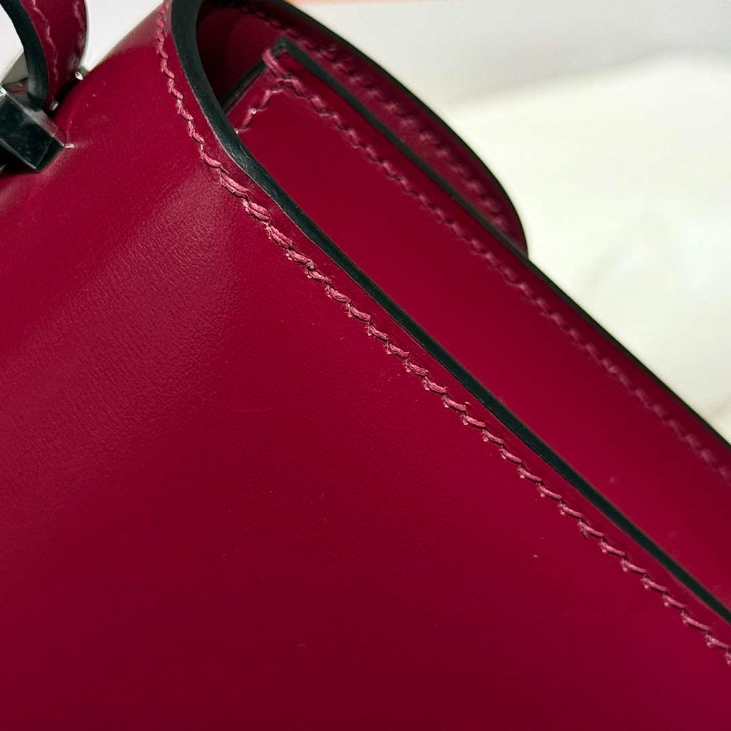 Hermes Constance Box Wine Red Leather Silver hardware H282682 - Default Title - View 6