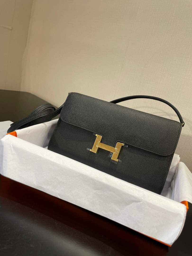 Hermes Constance Long To Go wallet H080126 Black Gold - Default Title - View 1