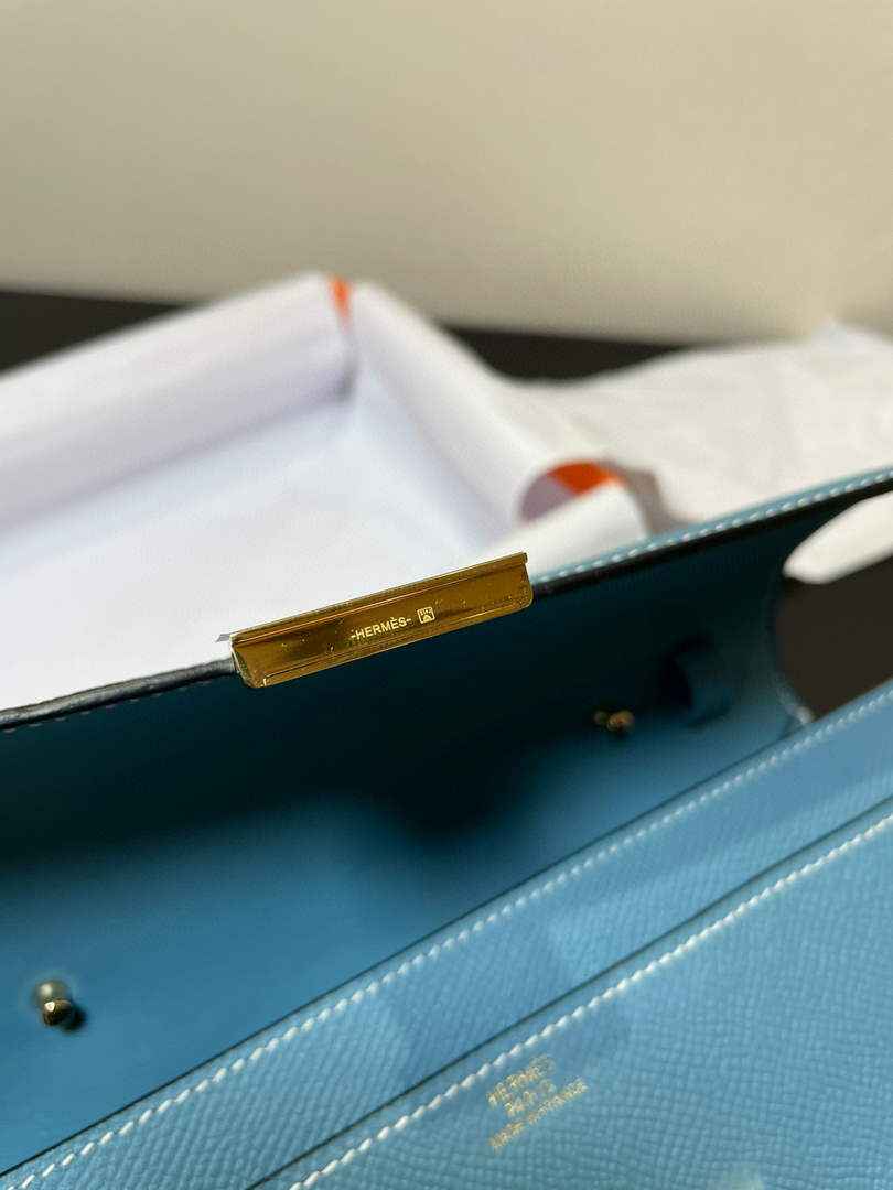 Hermes Constance Long To Go wallet H080126 Sky Blue Gold - Default Title - View 5