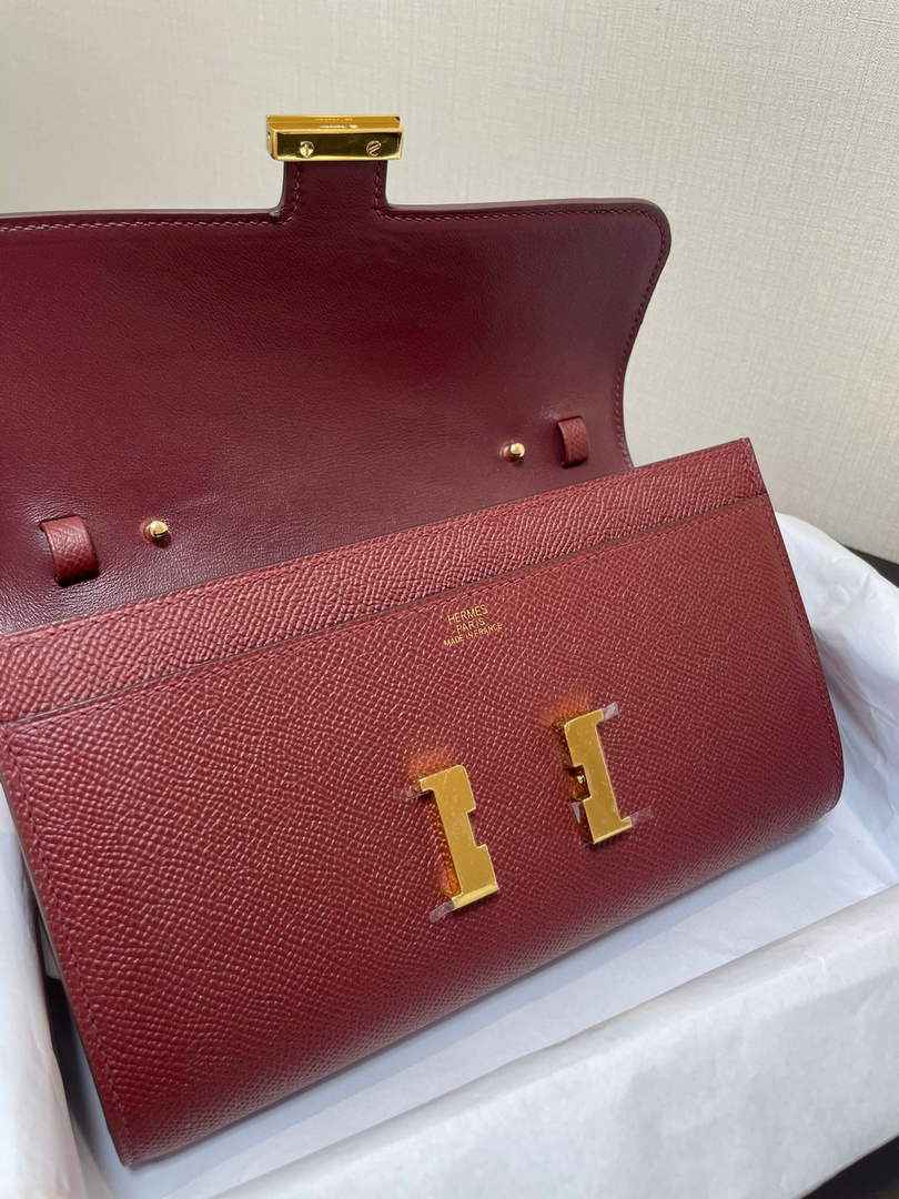 Hermes Constance Long To Go wallet H080126 wine red gold - Default Title - View 3