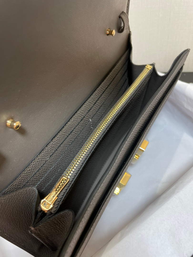 Hermes Constance Long To Go wallet H080126 dark gray gold - Default Title - View 5