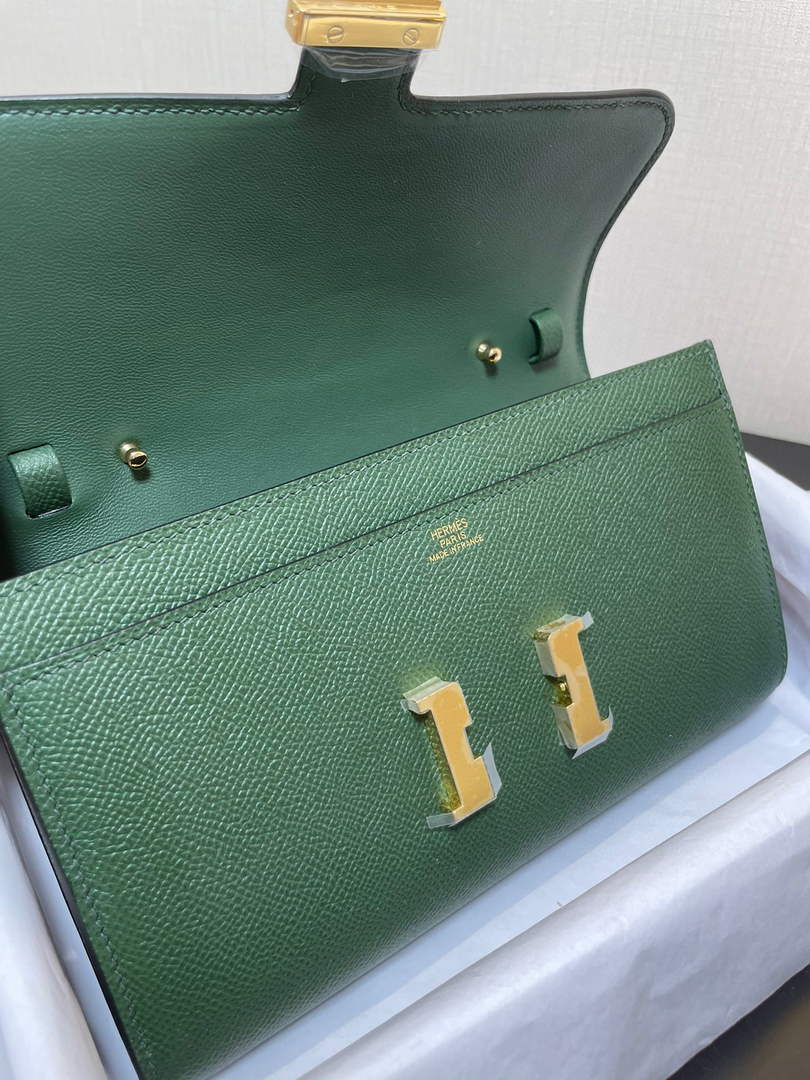 Hermes Constance Long To Go wallet H080126 dark green gold - Default Title - View 6