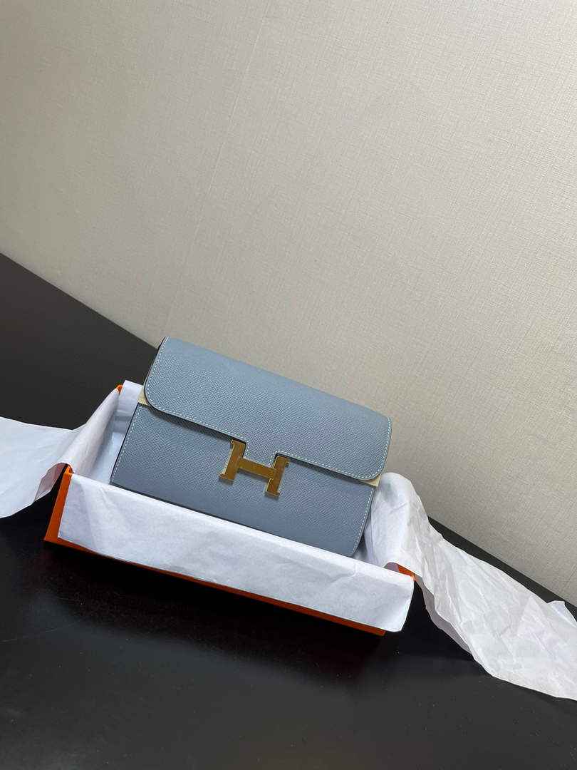Hermes Constance Long To Go wallet H080126 Light blue gold - Default Title - View 2