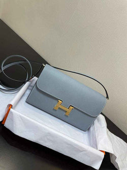 Hermes Constance Long To Go wallet H080126 Light blue gold - Default Title - View 1