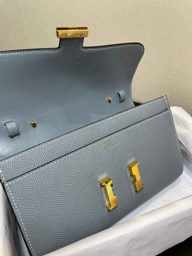 Hermes Constance Long To Go wallet H080126 Light blue gold - Default Title - View 5