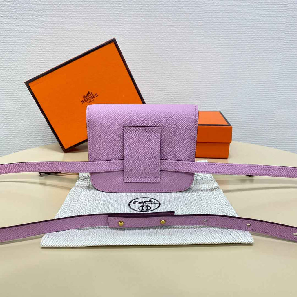 Hermes Constance Slim Wallet Pink Purple Epsom Leather Gold H082070 - Default Title - View 3