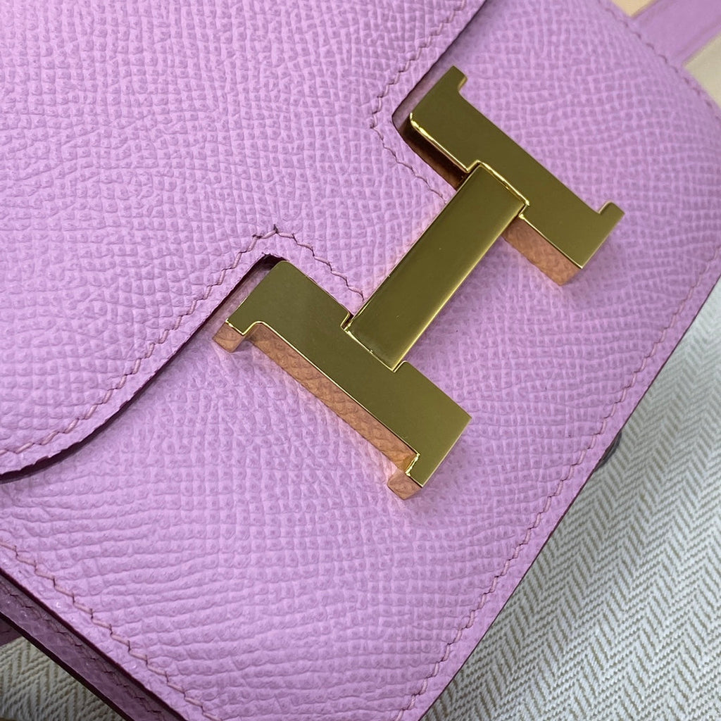Hermes Constance Slim Wallet Pink Purple Epsom Leather Gold H082070 - Default Title - View 5