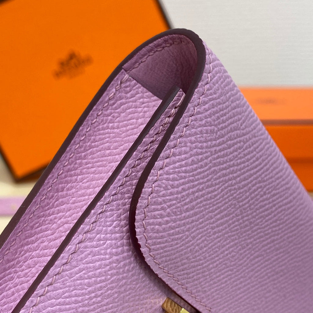 Hermes Constance Slim Wallet Pink Purple Epsom Leather Gold H082070 - Default Title - View 7