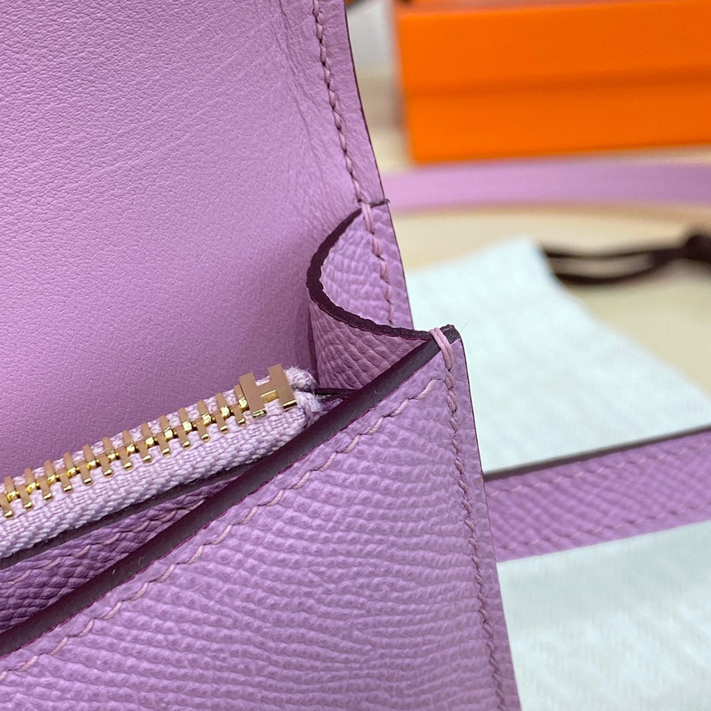 Hermes Constance Slim Wallet Pink Purple Epsom Leather Gold H082070 - Default Title - View 9