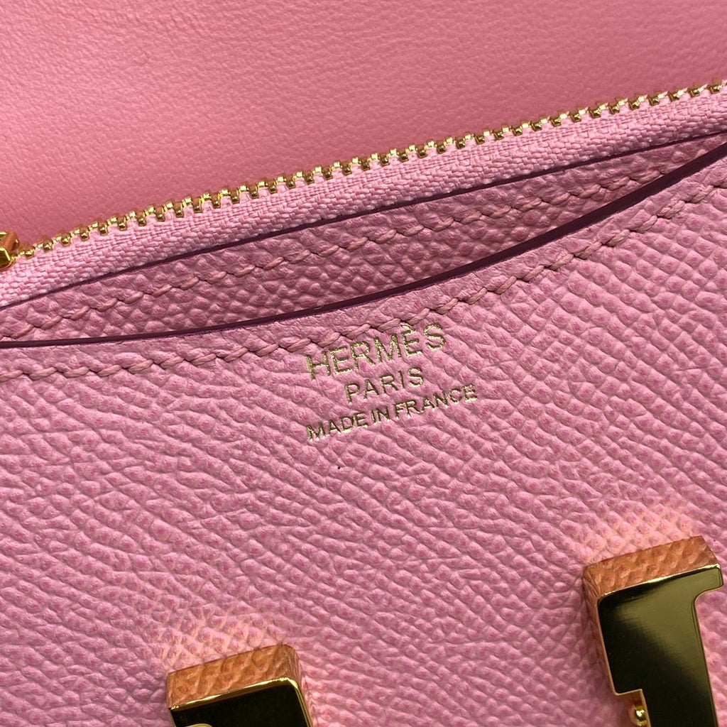 Hermes Constance Slim Wallet Pink Epsom Leather Gold H082090 - Default Title - View 8