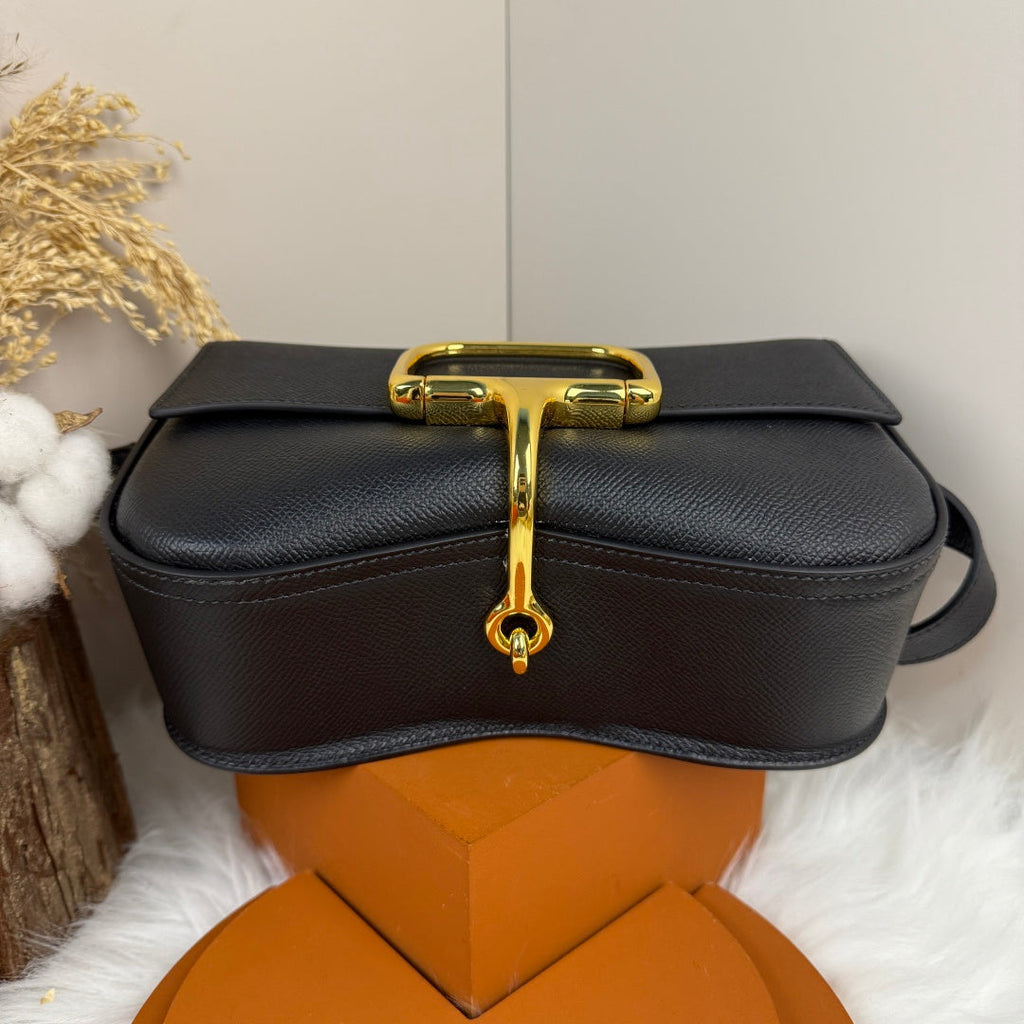 Hermès Della Cavalleria Elan Bag in Black Epsom Calfskin Gold Hardware - Default Title - View 5