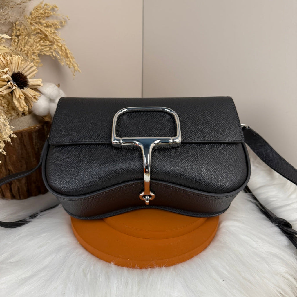 Hermès Della Cavalleria Elan Bag in Black Epsom Calfskin Silver Hardware - Default Title - View 8