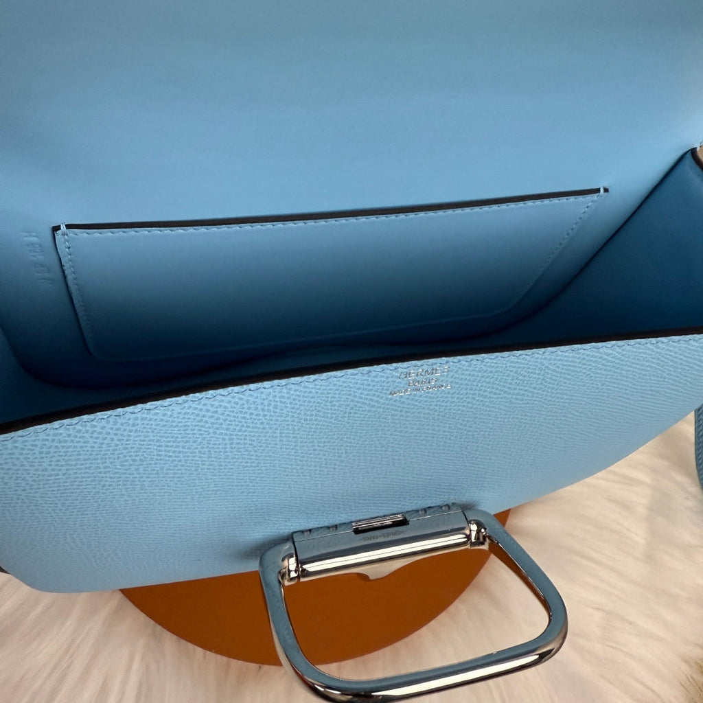 Hermès Della Cavalleria Elan Bag in Blue Epsom Calfskin Silver Hardware - Default Title - View 9