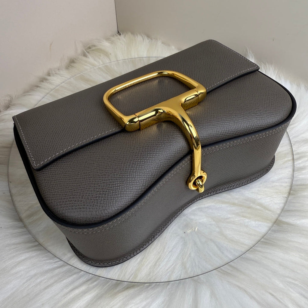 Hermès Della Cavalleria Elan Bag in Dark Gray Epsom Calfskin Gold Hardware - Default Title - View 8