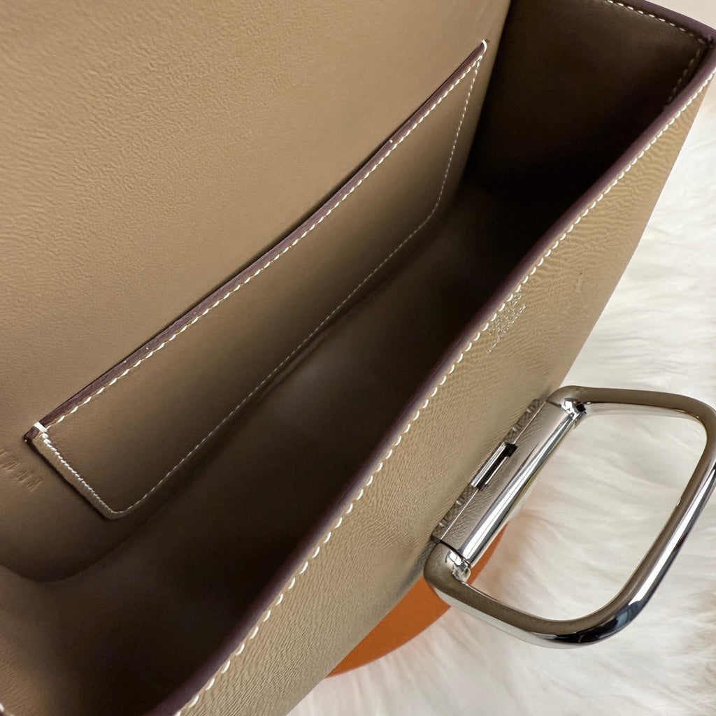 Hermès Della Cavalleria Elan Bag in Gray Epsom Calfskin Silver Hardware - Default Title - View 9