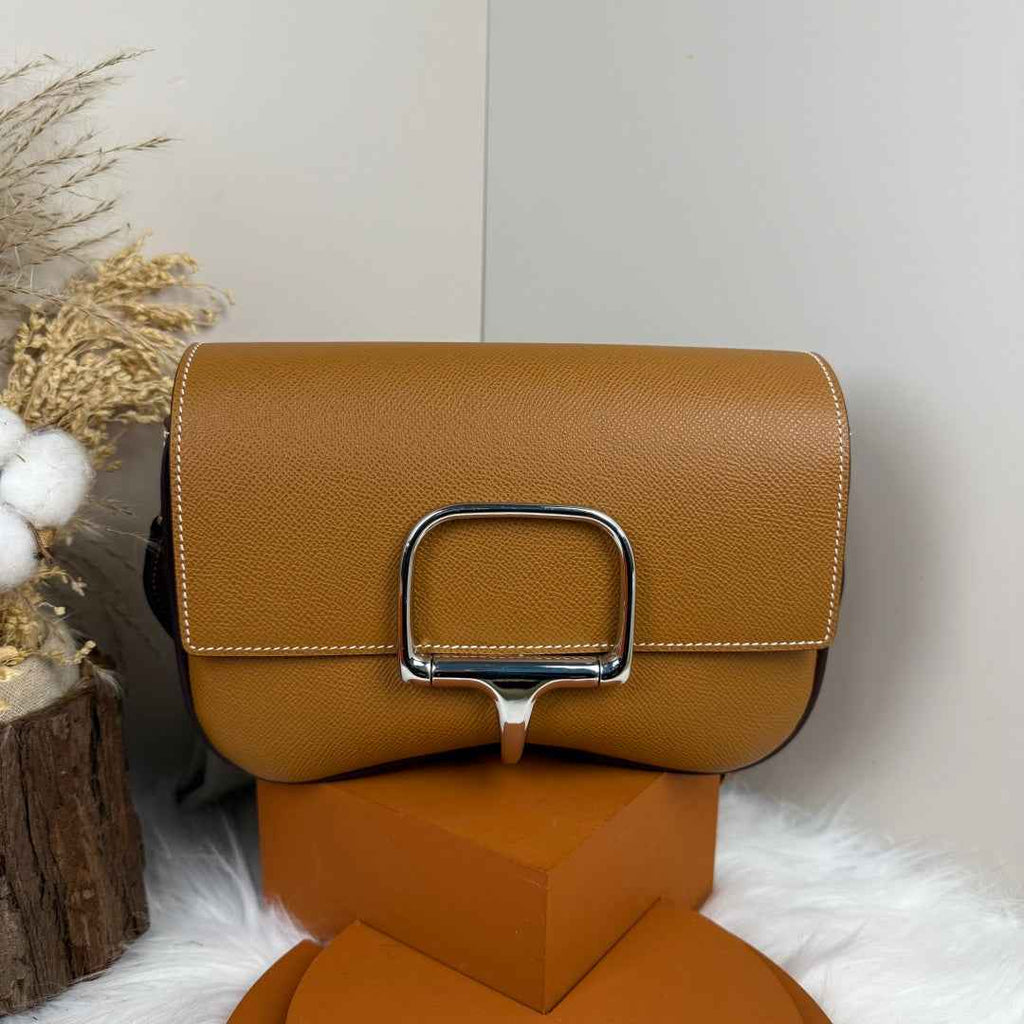 Hermès Della Cavalleria Elan Bag in Brown Epsom Calfskin Silver Hardware - Default Title - View 1