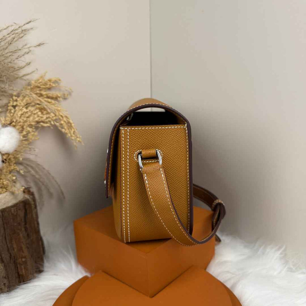Hermès Della Cavalleria Elan Bag in Brown Epsom Calfskin Silver Hardware - Default Title - View 4