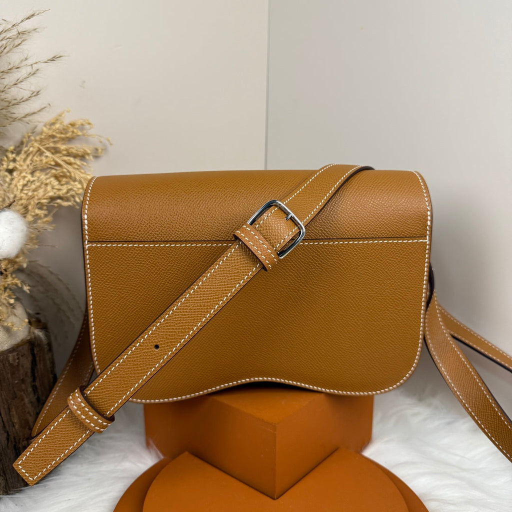 Hermès Della Cavalleria Elan Bag in Brown Epsom Calfskin Silver Hardware - Default Title - View 6
