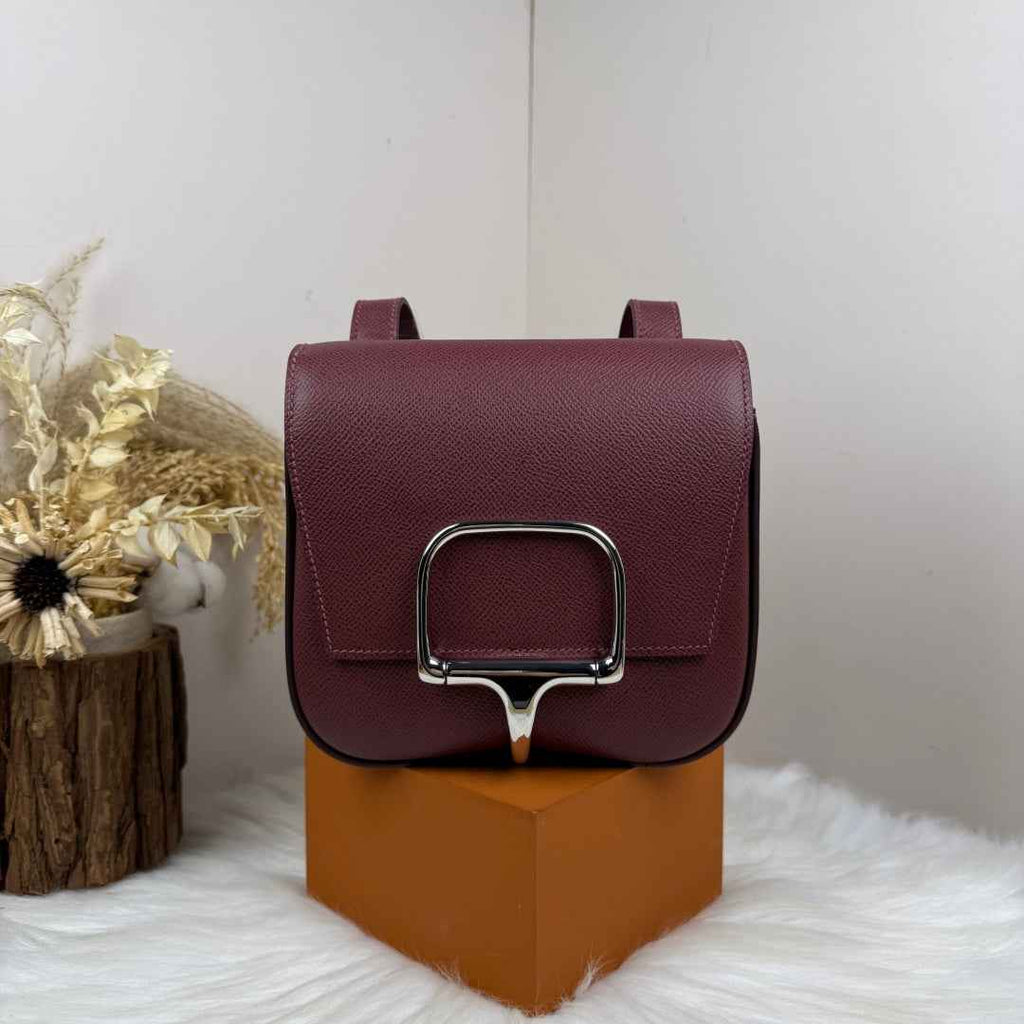 Hermès Della Cavalleria Mini Bag Wine Red Epsom Calfskin Silver Hardware - Default Title - View 1