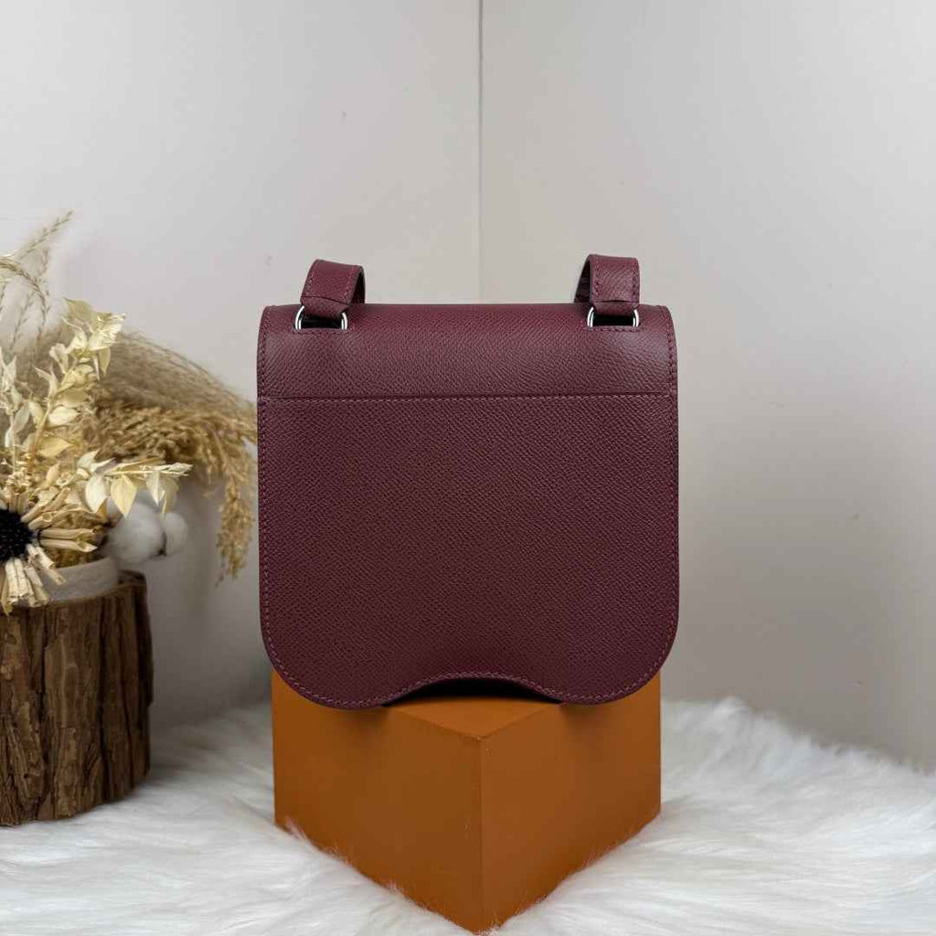 Hermès Della Cavalleria Mini Bag Wine Red Epsom Calfskin Silver Hardware - Default Title - View 3