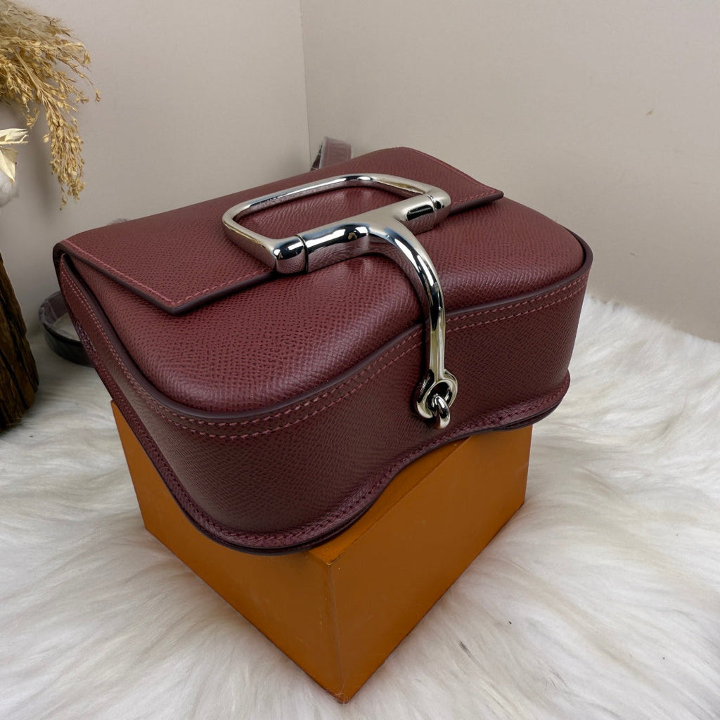 Hermès Della Cavalleria Mini Bag Wine Red Epsom Calfskin Silver Hardware - Default Title - View 7
