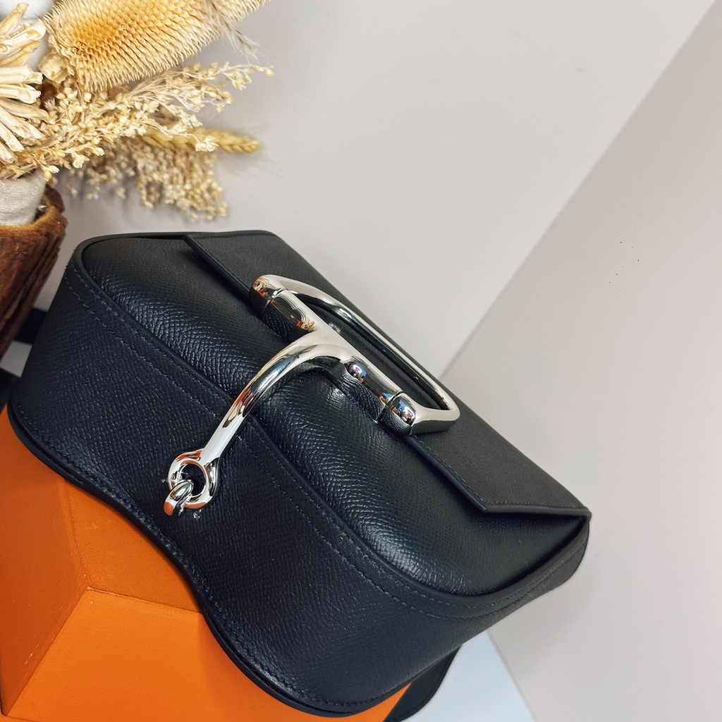 Hermès Della Cavalleria mini bag h085260 black epsom leather silver - Default Title - View 5