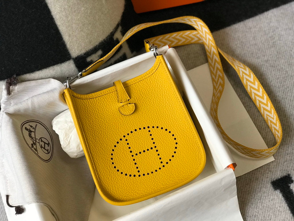 Hermès Evelyne 18 Togo Leather Shoulder Mini Bag Silver Yellow - Default Title - View 3