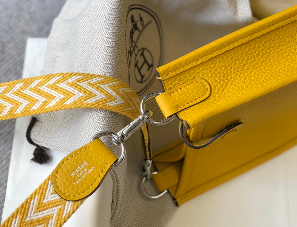 Hermès Evelyne 18 Togo Leather Shoulder Mini Bag Silver Yellow - Default Title - View 7