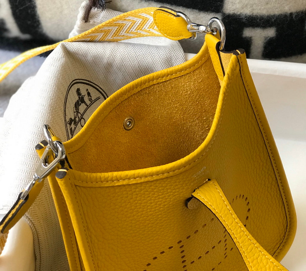 Hermès Evelyne 18 Togo Leather Shoulder Mini Bag Silver Yellow - Default Title - View 9