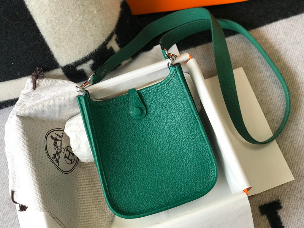 Hermès Evelyne 18 Togo Leather Shoulder Mini Bag Silver Green - Default Title - View 2