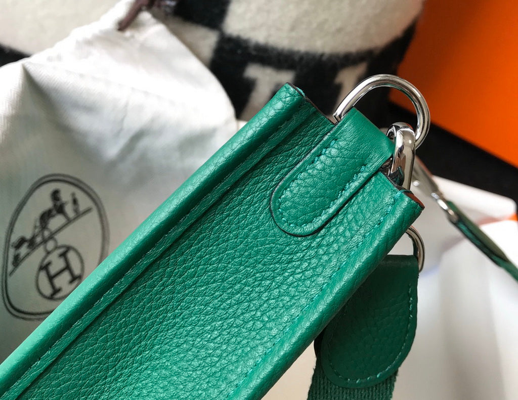 Hermès Evelyne 18 Togo Leather Shoulder Mini Bag Silver Green - Default Title - View 6