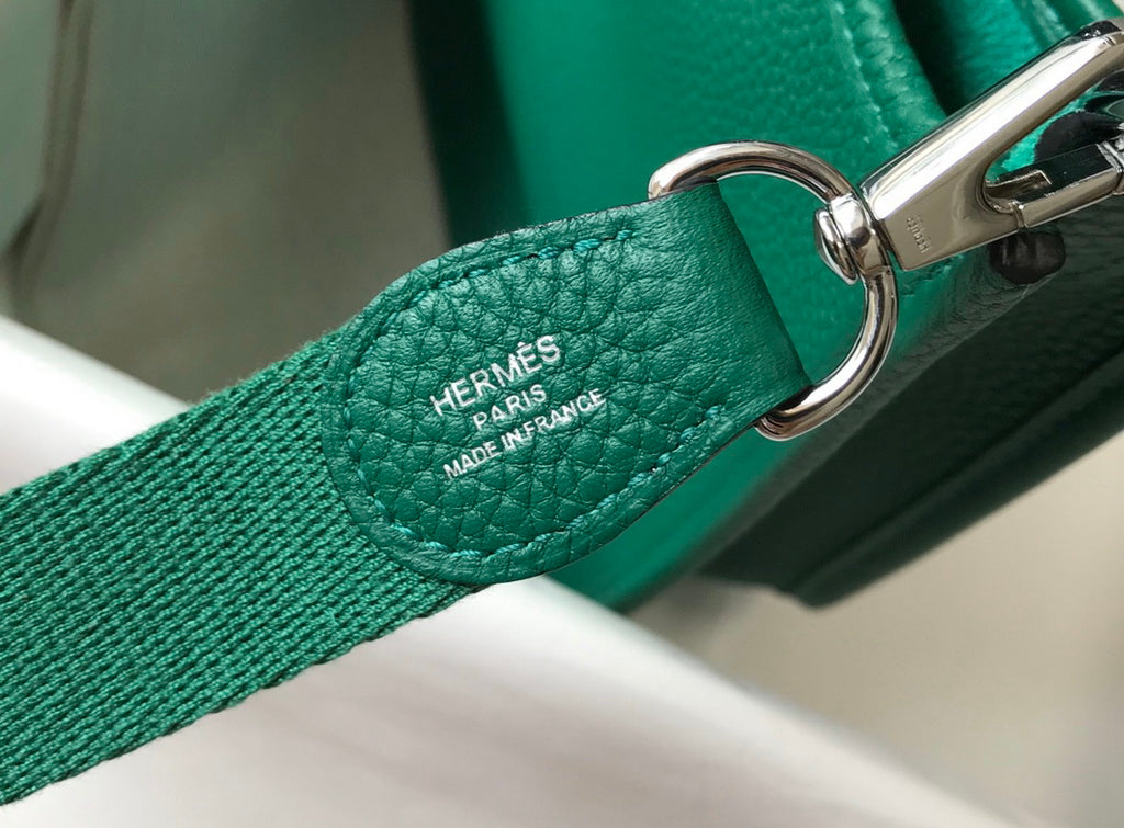 Hermès Evelyne 18 Togo Leather Shoulder Mini Bag Silver Green - Default Title - View 8