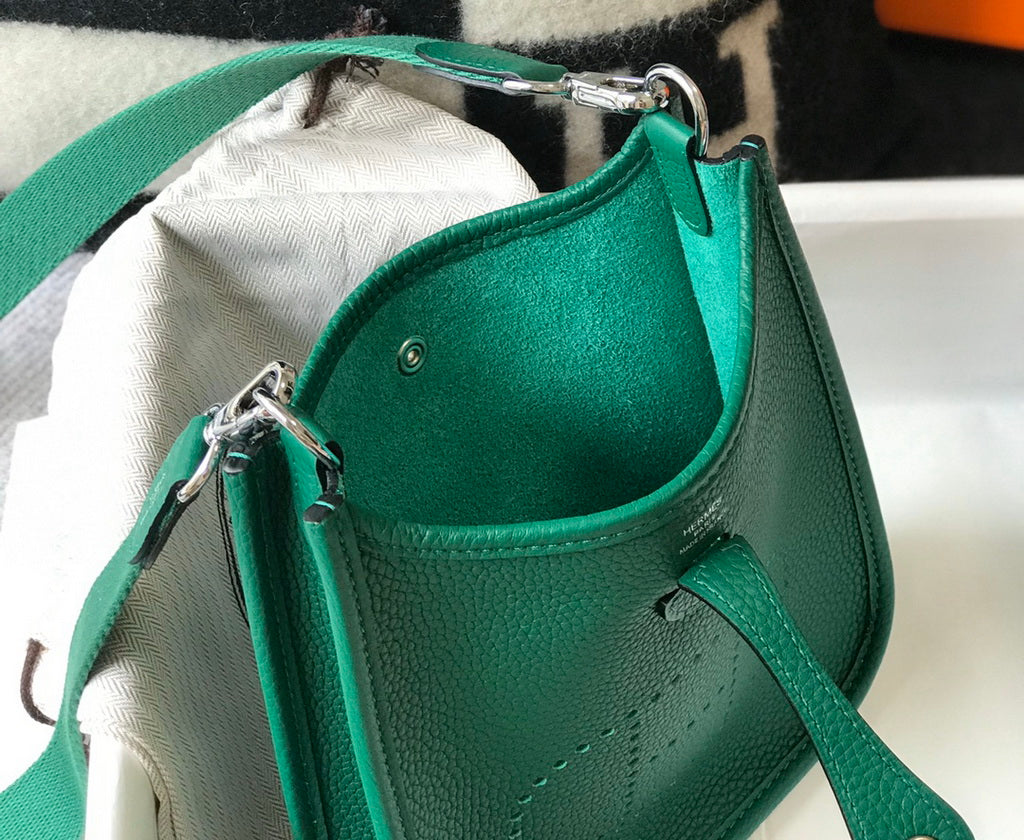 Hermès Evelyne 18 Togo Leather Shoulder Mini Bag Silver Green - Default Title - View 9