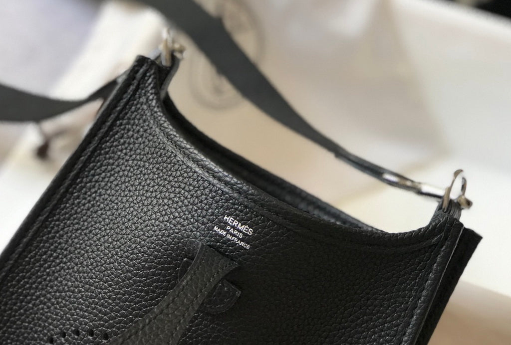 Hermès Evelyne 18 Togo Leather Shoulder Mini Bag Silver Black - Default Title - View 8