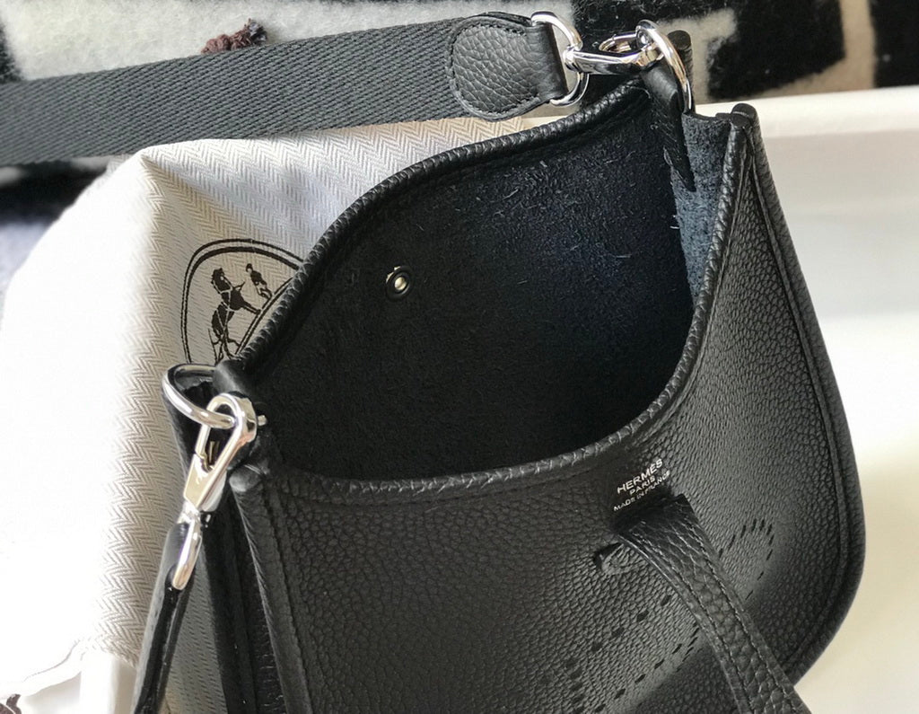 Hermès Evelyne 18 Togo Leather Shoulder Mini Bag Silver Black - Default Title - View 10
