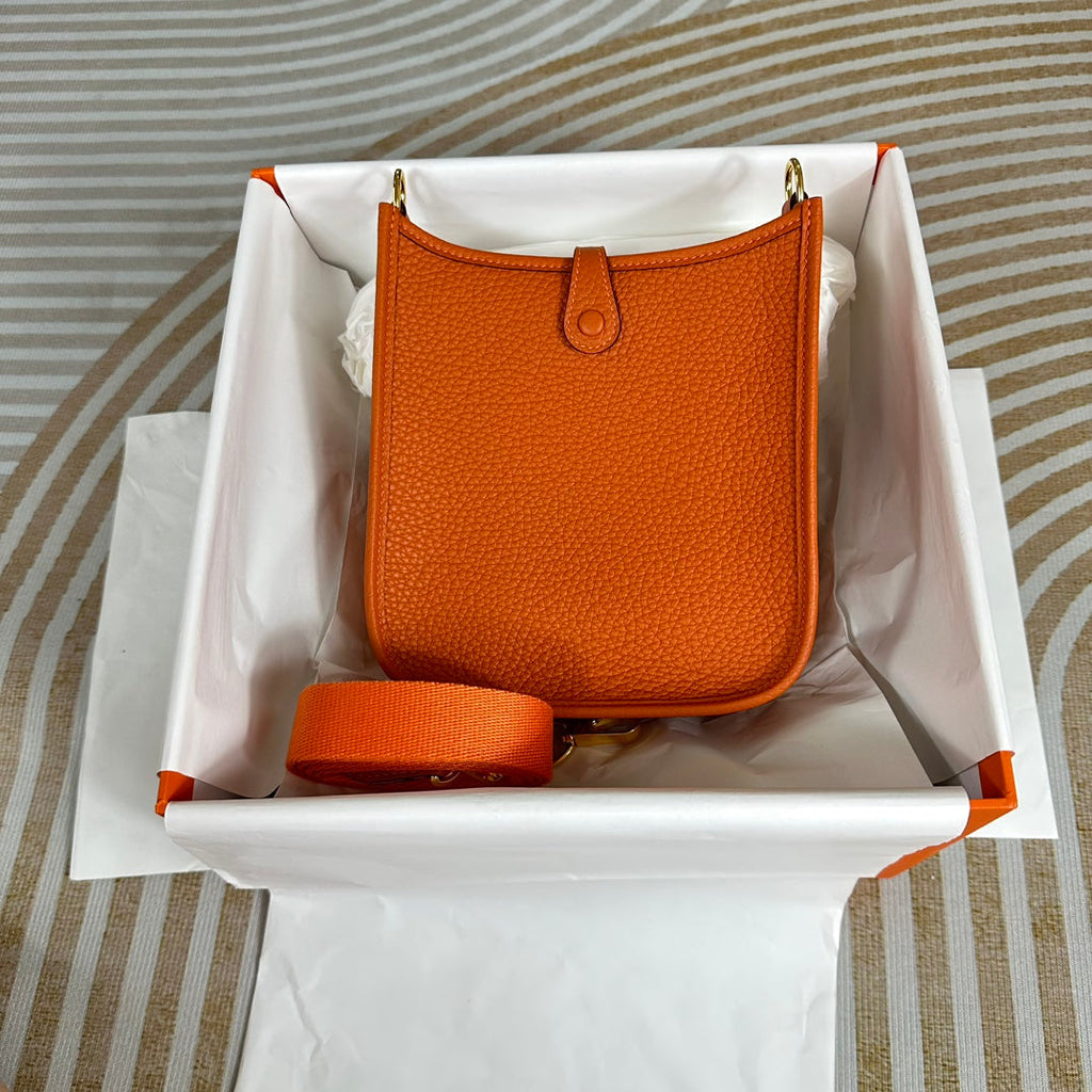 Hermes Evelyne III 17 Orange Togo Leather Bag Gold H5604 - Default Title - View 2