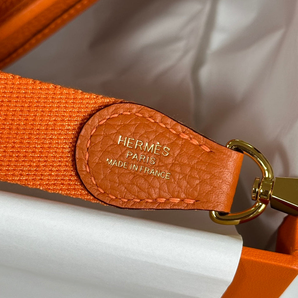 Hermes Evelyne III 17 Orange Togo Leather Bag Gold H5604 - Default Title - View 6