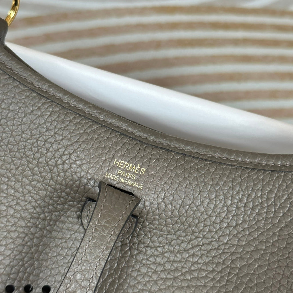 Hermes Evelyne III 17 Dark Gray Togo Leather Bag Gold H5606 - Default Title - View 3