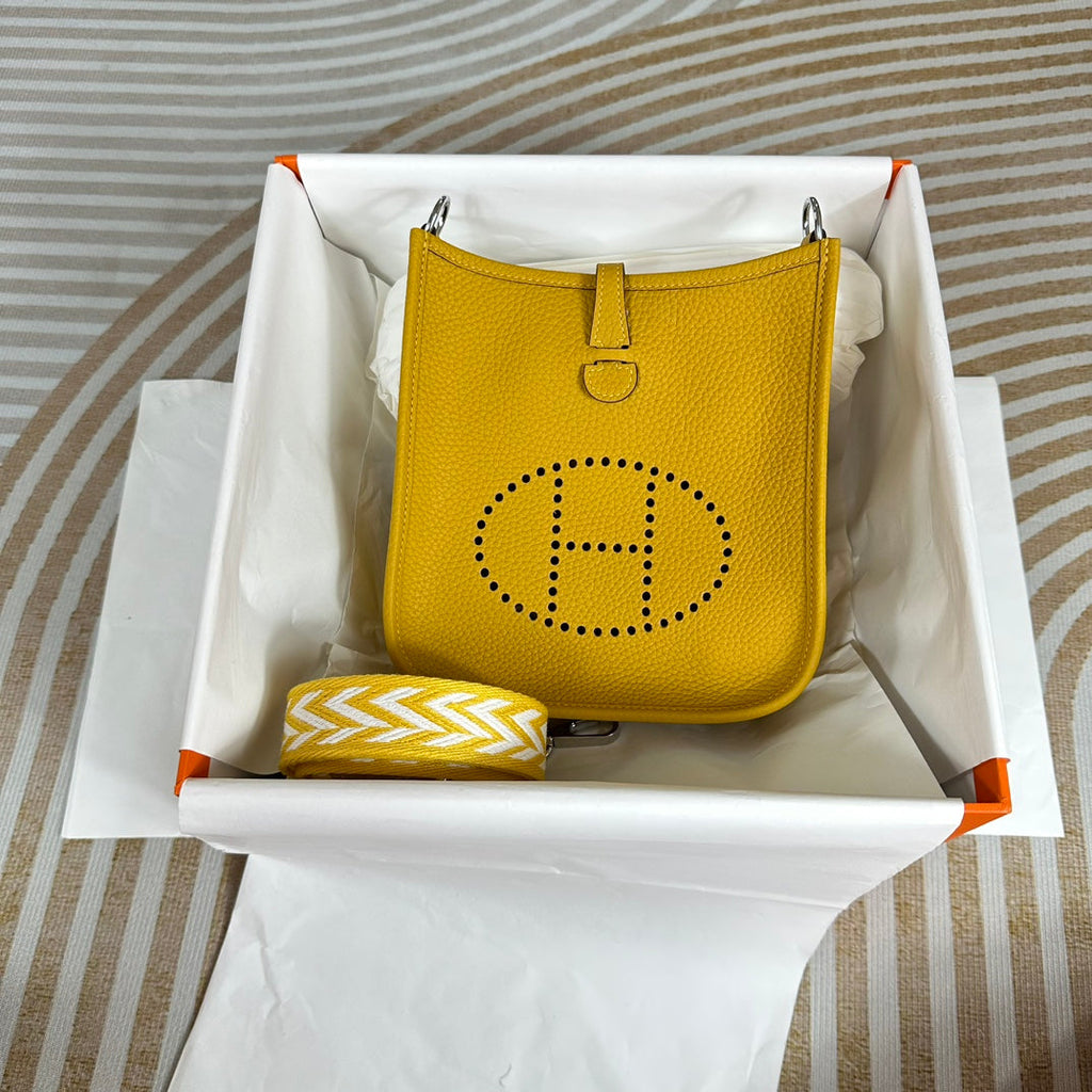 Hermes Evelyne III 17 Yellow Togo Leather Bag Silver H5609 - Default Title - View 1
