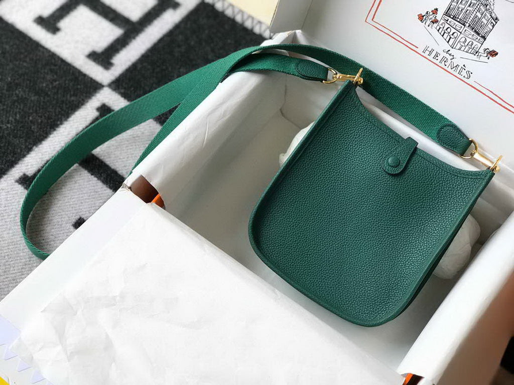 Hermes Evelyne III 18 Togo Leather Crossbody half Handmade Bag Gold Green - Default Title - View 2
