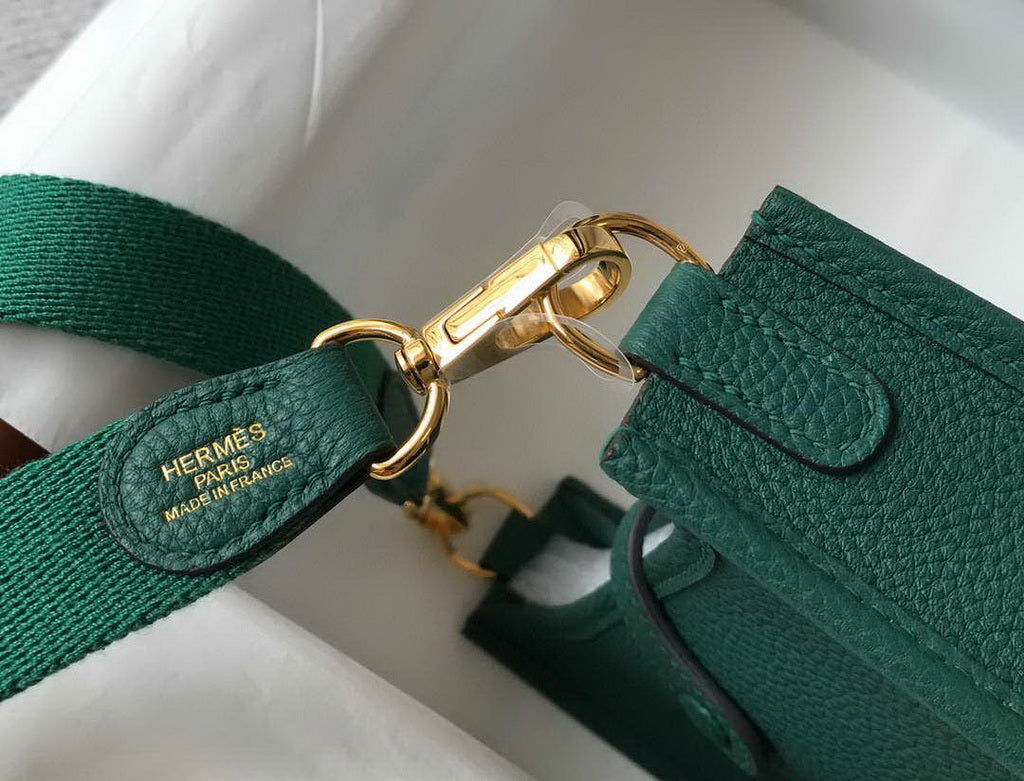 Hermes Evelyne III 18 Togo Leather Crossbody half Handmade Bag Gold Green - Default Title - View 5