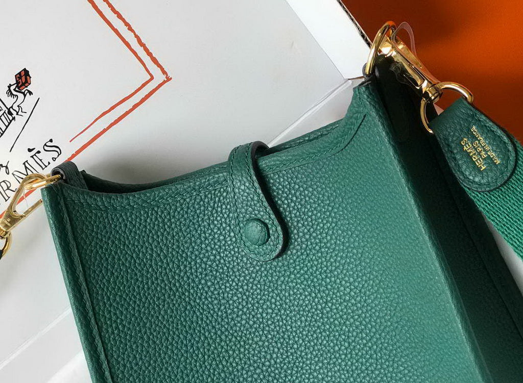 Hermes Evelyne III 18 Togo Leather Crossbody half Handmade Bag Gold Green - Default Title - View 7