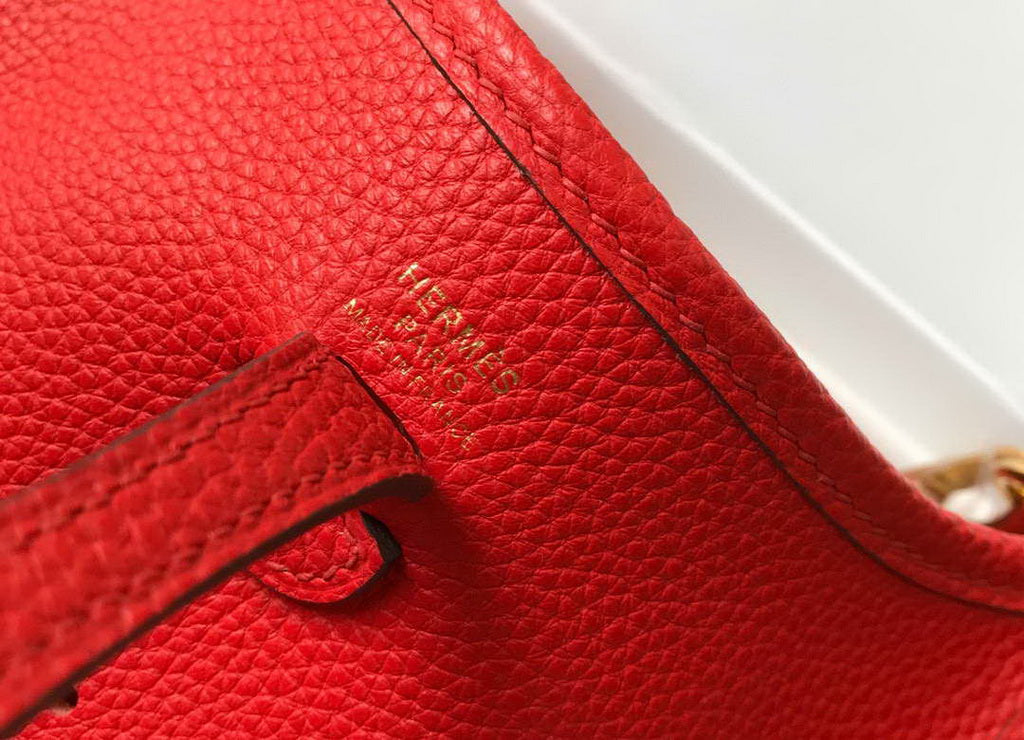 Hermes Evelyne III 18 Togo Leather Crossbody half Handmade Bag Gold Red - Default Title - View 7