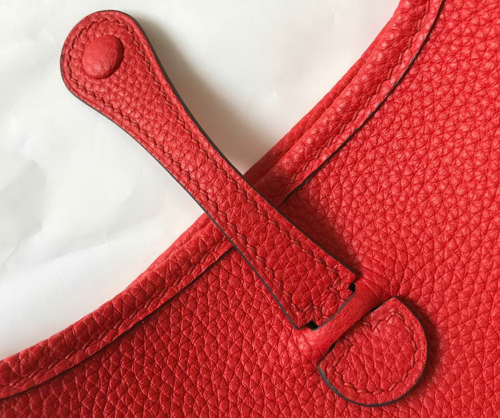 Hermes Evelyne III 18 Togo Leather Crossbody half Handmade Bag Gold Red - Default Title - View 9