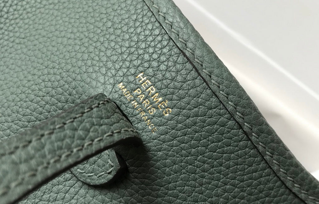 Hermes Evelyne III 18 Togo Leather Crossbody half Handmade Bag Gold Dark Green - Default Title - View 7